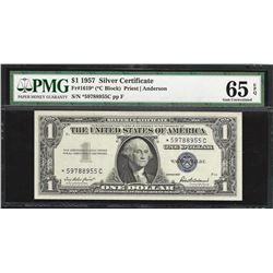 1957 $1 Silver Certificate STAR Note Fr.1619* PMG Gem Uncirculated 65EPQ