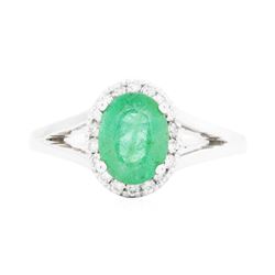 14KT White Gold Ladies 1.48ct Emerald and Diamond Ring
