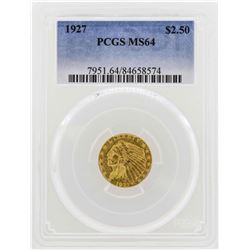 1927 $2 1/2 Indian Head Quarter Eagle Gold Coin PCGS MS64