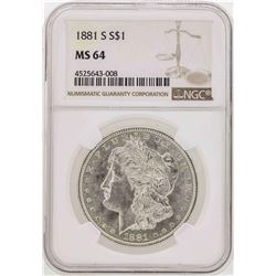 1881-S $1 Morgan Silver Dollar Coin NGC MS64