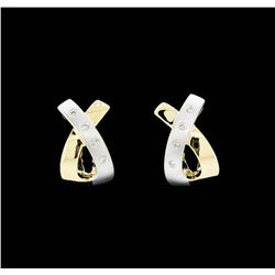 14KT Yellow and White Gold Ladies 0.20ctw Diamond Earrings