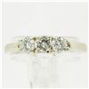 Image 6 : 14KT Yellow Gold 0.66ctw Round Cut Three-Stone Diamond Engagement Band Ring