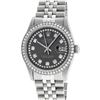 Image 1 : Rolex Mens Stainless Steel Dark Rhodium String Diamond Datejust Wristwatch
