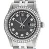 Image 2 : Rolex Mens Stainless Steel Dark Rhodium String Diamond Datejust Wristwatch