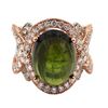 Image 3 : 14KT Two Tone Gold 14.11ctw Green Tourmaline and Diamond Ring
