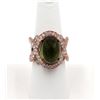 Image 4 : 14KT Two Tone Gold 14.11ctw Green Tourmaline and Diamond Ring