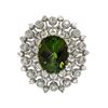 Image 1 : 14KT White Gold Certified 2.71ctw Natural Oval Cut Green Tourmaline and Diamond
