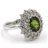 Image 4 : 14KT White Gold Certified 2.71ctw Natural Oval Cut Green Tourmaline and Diamond