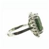 Image 4 : 14KT White Gold 10.62ctw Oval Cut Green Sapphire and Diamond Ring