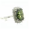 Image 8 : 14KT White Gold 10.62ctw Oval Cut Green Sapphire and Diamond Ring