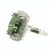Image 9 : 14KT White Gold 10.62ctw Oval Cut Green Sapphire and Diamond Ring