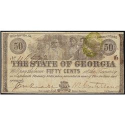 1863 Fifty Cents The State of Georgia Obsolete Bank Note