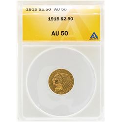1915 $2 1/2 Indian Head Quarter Eagle Gold Coin ANACS AU50