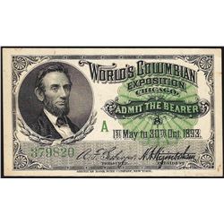 1893 World's Columbian Exposition Ticket