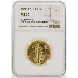 1986 $25 American Gold Eagle Coin NGC MS69
