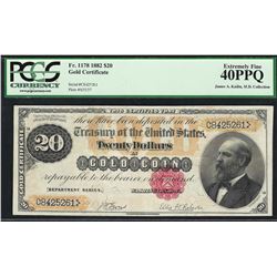1882 $20 Gold Certificate Note Fr.1178 PCGS Extremely Fine 40PPQ