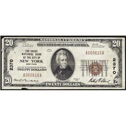 1929 $20 New York New York National Currency Note CH# 2370