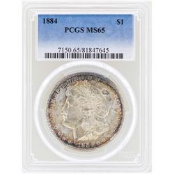1884 $1 Morgan Silver Dollar Coin PCGS MS65