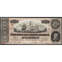1864 $20 Confederate States of America Note