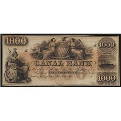 1800's $1000 Canal Bank of New Orleans Obsolete Bank Note