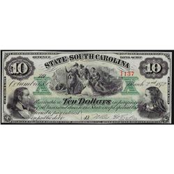 1872 $10 State of South Carolina Revenue Bond Scrip