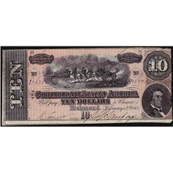1864 $10 Confederate States of America Note