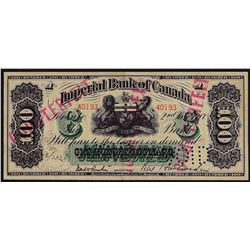 1917 $100 Imperial Bank of Canada British American Bank Note - Contemporary Coun