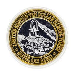 .999 Silver Hotel San Remo Las Vegas, Nevada $10 Casino Limited Edition Gaming T