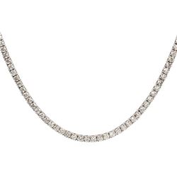 18K White Gold 21.00ctw Diamond Tennis Necklace