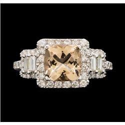 14KT White Gold 1.40ct Morganite and Diamond Ring
