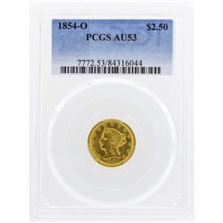 1854-O $2 1/2 Liberty Head Quarter Eagle Gold Coin PCGS AU53