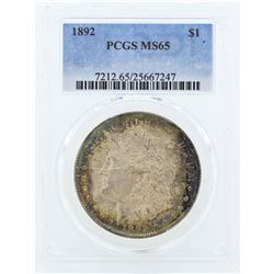 1892 $1 Morgan Silver Dollar Coin PCGS MS65