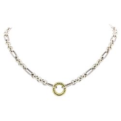 David Yurman Sterling Silver and 18KT Yellow Gold Toggle Necklace