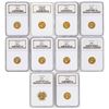 Image 1 : Lot of (10) $2 1/2 Indian Head Quarter Eagle Gold Coins NGC MS61