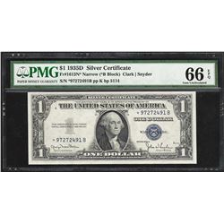 1935D $1 Silver Certificate STAR Note Fr.1613N* PMG Gem Uncirculated 66EPQ