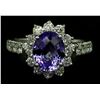 Image 1 : 14KT White Gold 3.26ctw Oval Cut Tanzanite and Diamond Anniversary Band Ring