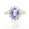 Image 7 : 14KT White Gold 3.26ctw Oval Cut Tanzanite and Diamond Anniversary Band Ring