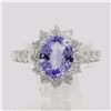 Image 9 : 14KT White Gold 3.26ctw Oval Cut Tanzanite and Diamond Anniversary Band Ring