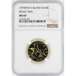 1975-FM British Virgin Island $100 Royal Tern Gold Coin NGC MS69