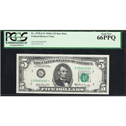 1969A $5 Federal Reserve STAR Note Fr.1970-G* PCGS Gem New 66PPQ