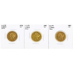 Lot of (3) S Mint $5 Liberty Head Half Eagle Gold Coins