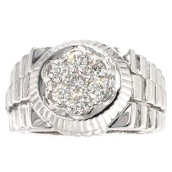 14KT White Gold 0.62ctw Men's Round Brilliant Cut Diamond Ring