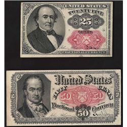 Set of 1874 Twenty-Five & Fifty Cent 5th Issue Fractional Notes