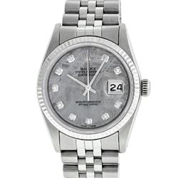 Rolex Mens 36mm Stainless Steel Meteorite Diamond Datejust Wristwatch