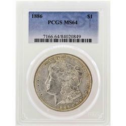 1886 $1 Morgan Silver Dollar Coin PCGS MS64