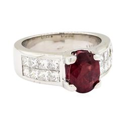 Platinum 2.10ct Ruby and Diamond Ring