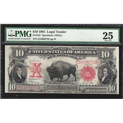 1901 $10 Bison Legal Tender Note Fr.122 PMG Very Fine 25