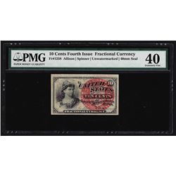 1863 Ten Cents Fourth Issue Fractional Currency Note PMG Extremely Fine 40