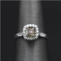 14KT White Gold 0.80ctw Natural Emerald and Diamond Solitaire Engagement Ring