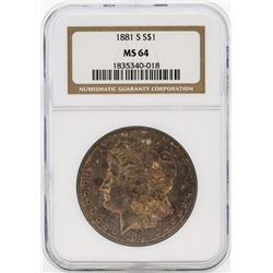 1881-S $1 Morgan Silver Dollar Coin NGC MS64